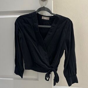 Everlane Black Wrap Top